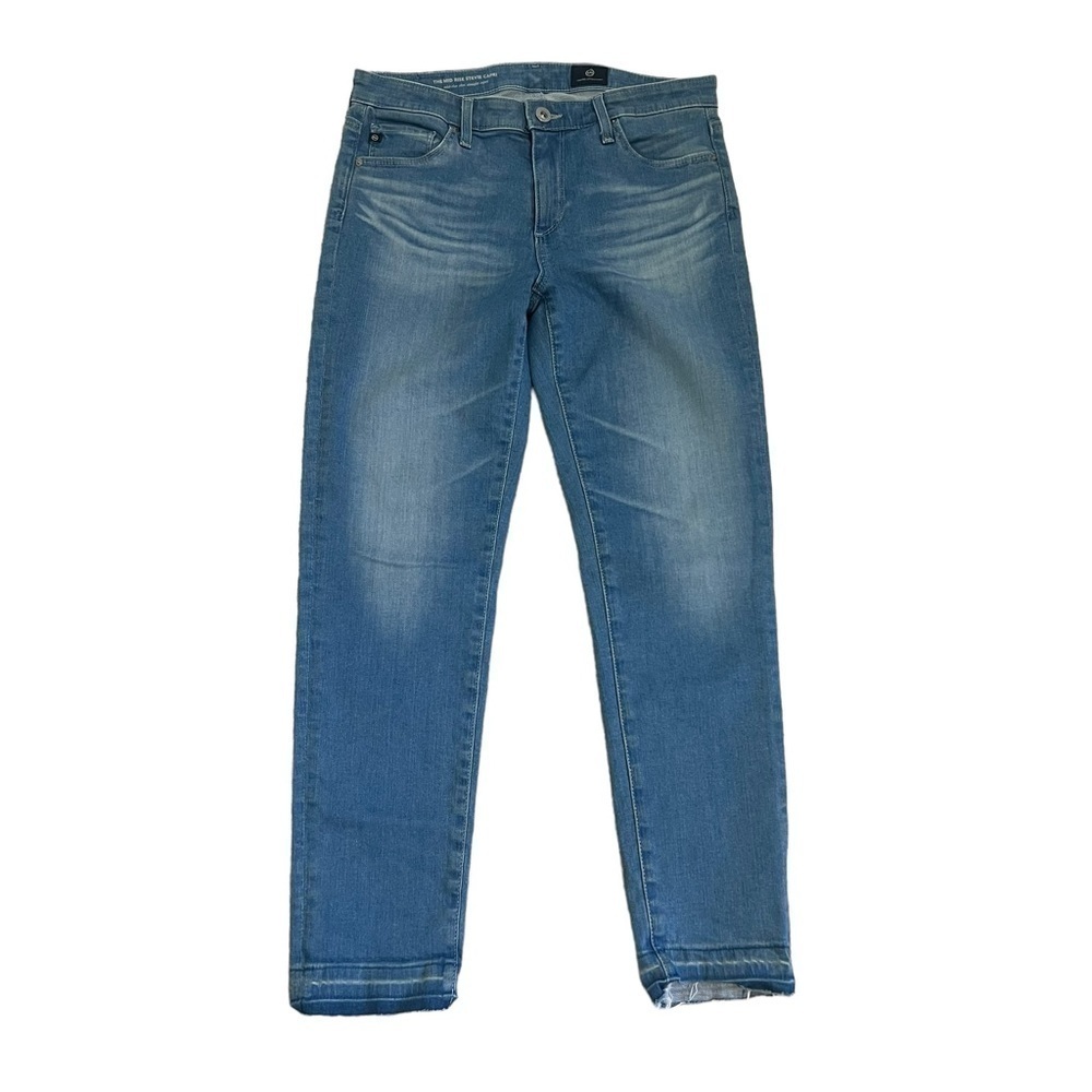 AG adriano Goldschmied Stevie Capri Mid Rise Straight‎ Ankle Frayed Hem Size 27
